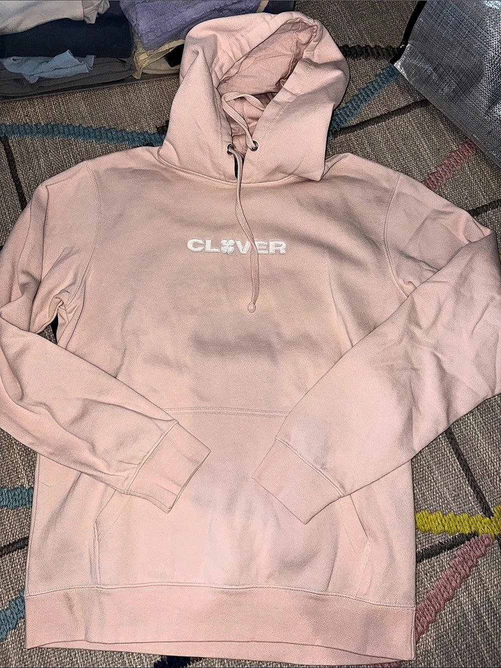 CLOVER Hoodie in Blush Pink Size Unisex Large